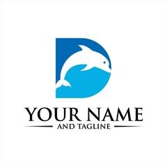 Obraz premium Dolphin Initial D Logo Template.
