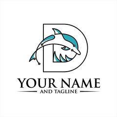 Dolphin Initial D Logo Template.