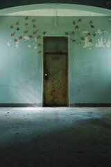 Doorway inside an abandoned mental hospital