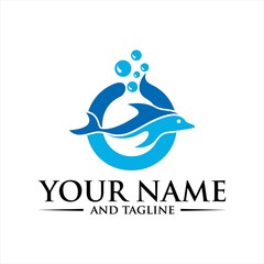 Dolphin Initial O Logo Template.