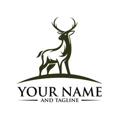 silhouette Deer. deer logo design template inspiration. vector illustration.