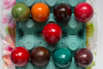 Easter eggs in diferent colours.