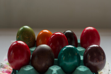 Easter eggs in diferent colours.