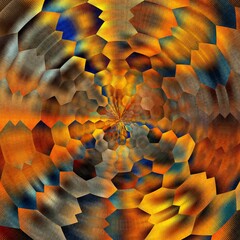 closeup of extreme rust oxidation flakes and patterns in bright orange colour and golden yellow