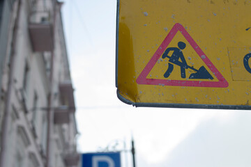 Road sign danger on the street