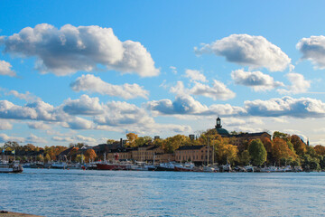 Fototapeta na wymiar Sunny day in Stockholm with lots of beautiful clouds in the sky