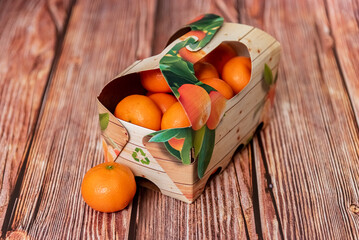 Mandarin orange fruits in recyclable packaging