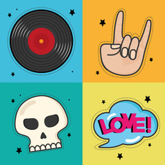 Fototapeta premium four set patches retro icons