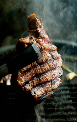 Grilling rib eye steak at home