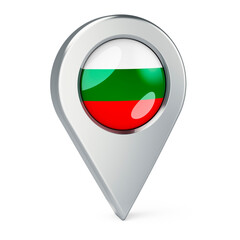 Map pointer with flag of Bulgaria, 3D rendering