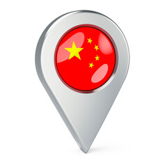 Map pointer with flag of China, 3D rendering