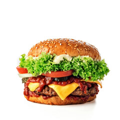 Fresh tasty burger isolated on white background
