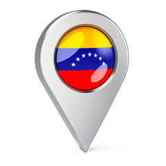 Map pointer with flag of Venezuela, 3D rendering