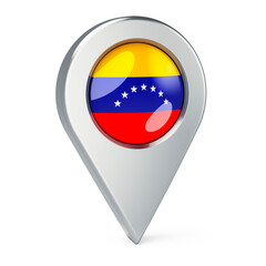 Fototapeta premium Map pointer with flag of Venezuela, 3D rendering