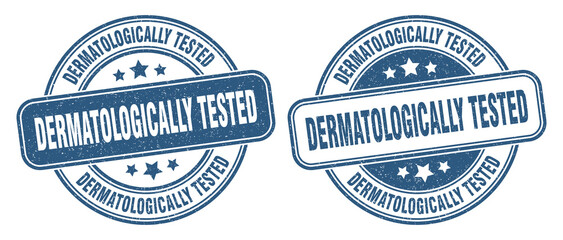 dermatologically tested stamp. dermatologically tested label. round grunge sign