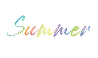 Summer concept, Colorful summer typography on white background 