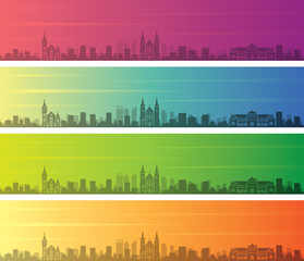 Fototapeta premium Perth Multiple Color Gradient Skyline Banner