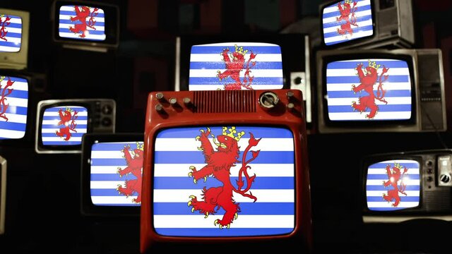 Flag of the Belgian Province of Luxembourg and Vintage Televisions.