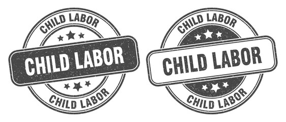 child labor stamp. child labor label. round grunge sign