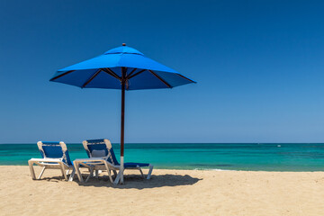 Umbrella and chairs at the beach