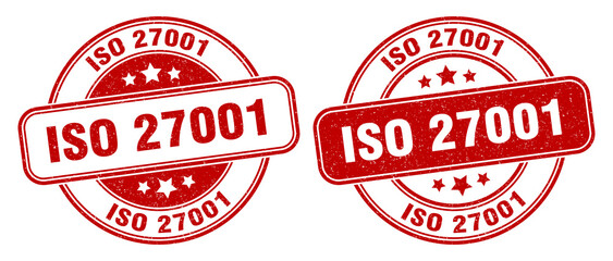 iso 27001 stamp. iso 27001 label. round grunge sign