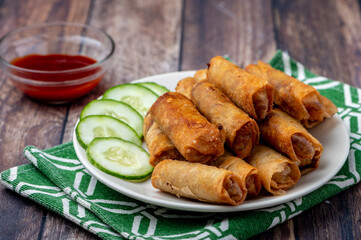 Pork Lumpiang Shanghai (profile shot) is a Filipino favorite, its a dish usually served at parties and feasts. This is very similar to a spring roll.