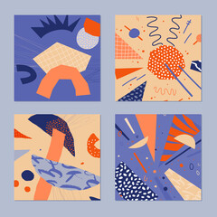 Fototapeta premium Abstract print. Collage paper style. Stylish composition for clothing and interior. Vector illustration.