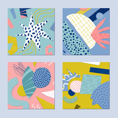 Abstract print. Collage paper style. Stylish composition for clothing and interior. Vector illustration.