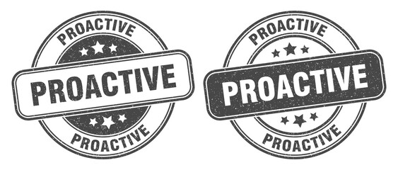 proactive stamp. proactive label. round grunge sign