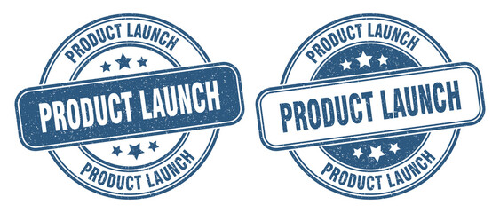 product launch stamp. product launch label. round grunge sign