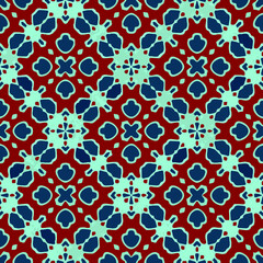 Seamless pattern with symmetric geometric ornament. 