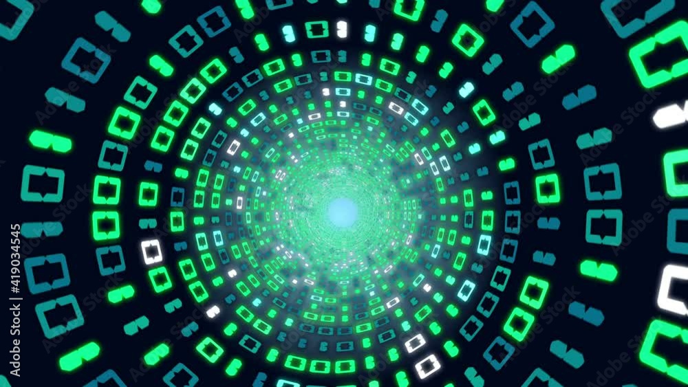 Wall mural binary code tunnel