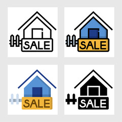 real estate sale icon vector design in filled, thin line, outline and flat style.