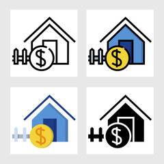 real estate with dollar icon vector design in filled, thin line, outline and flat style.