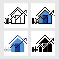 real estate with graph icon vector design in filled, thin line, outline and flat style.