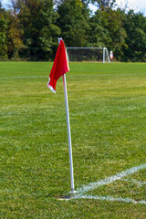 Soccer Field Corner Kick Red Flag