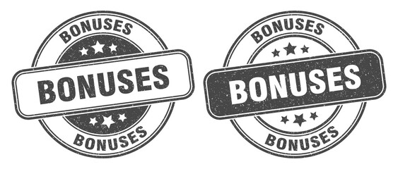 bonuses stamp. bonuses label. round grunge sign