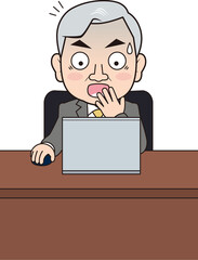 パソコンで驚く男性社長