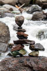 Fototapeta na wymiar Balance of stones, natural art, yoga for the soul 