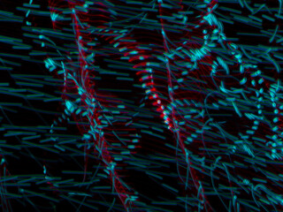 light painting photography, waves of vibrant color against a black background. Long exposure photo of vibrant fairy lights in abstract