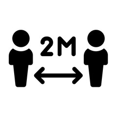 Safe distance 2m between people, two person standing with correct 2 meters physical distancing to prevent coronavirus infection vector icon concept