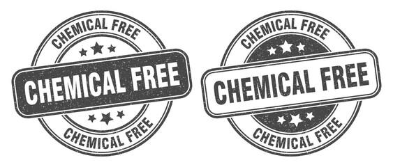 chemical free stamp. chemical free label. round grunge sign