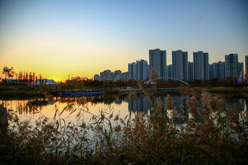 한국 인천에서 보는 아파트가 보이는 View of apartments from Incheon, Korea