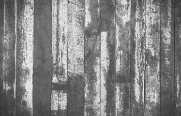 Black and white woodgrain background concept. The surface of the table, Old black wood wall for decoration purposes. Closeup vintage decay wood plank painted black. Abstract wood background.