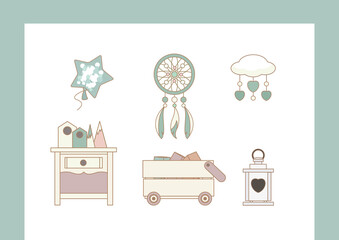 Nursery and Kid's Room Decor elements set