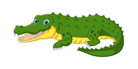 Cute crocodile cartoon isolated on white background