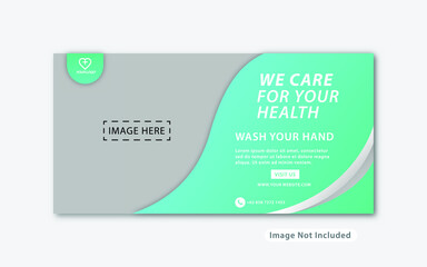 We care for your health banner. Medical healthcare web banner template