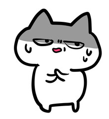 Illustration of a cat with a bitter smile