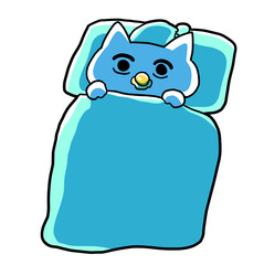 Illustration of a baby cat that can't sleep