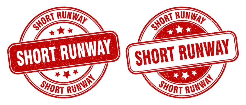 short runway stamp. short runway label. round grunge sign